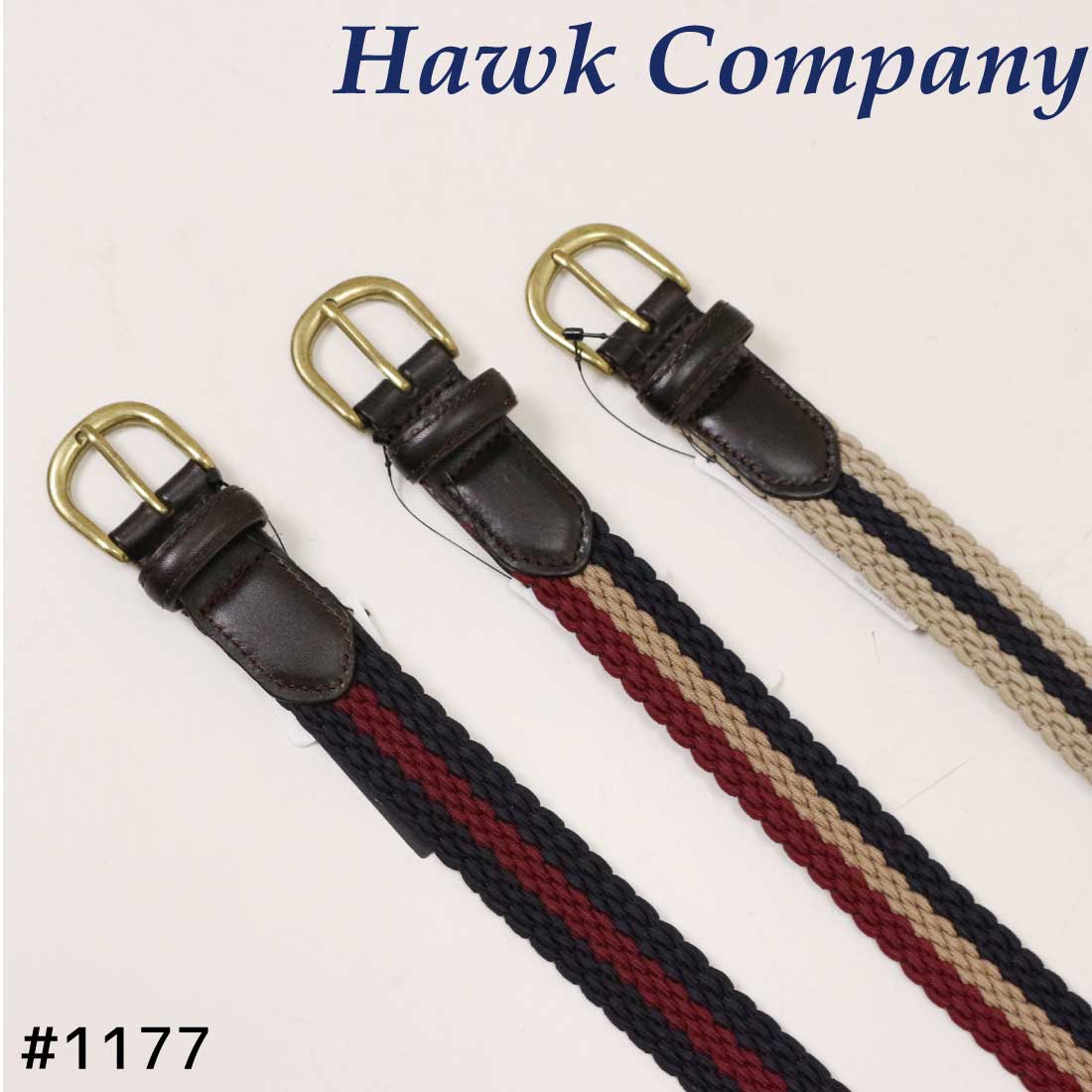 ホークカンパニー メール便 ホークカンパニー Hawk Company ライン デザイン リラックス メッシュ ゴム ベルト レザー 男女兼用 プレゼント