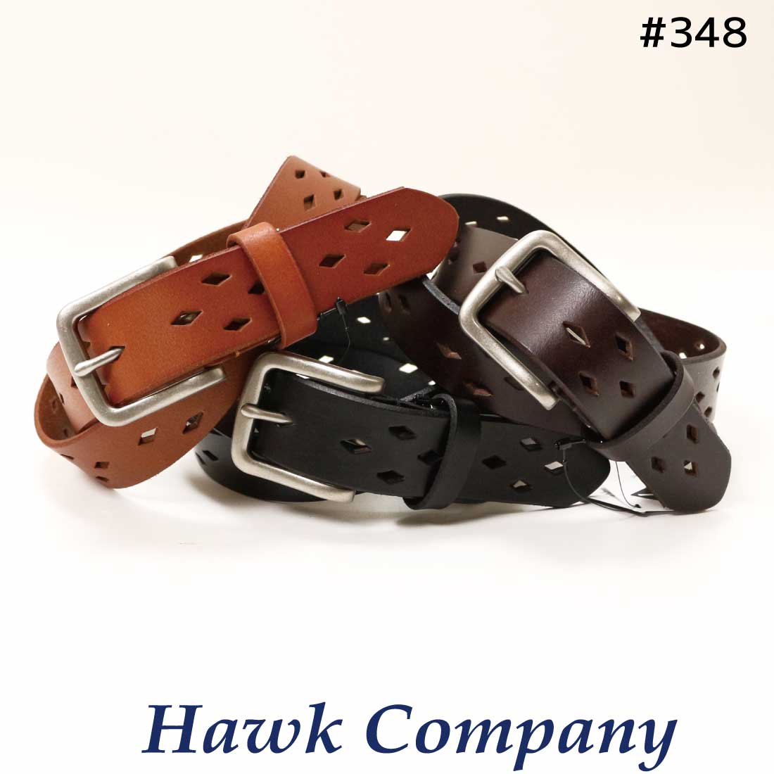 ホークカンパニー ホークカンパニー Hawk Company ベルト ダイヤの透かし模様 348 牛革 長さ調整可能 本革 メンズ レディース プレゼント カジュアル