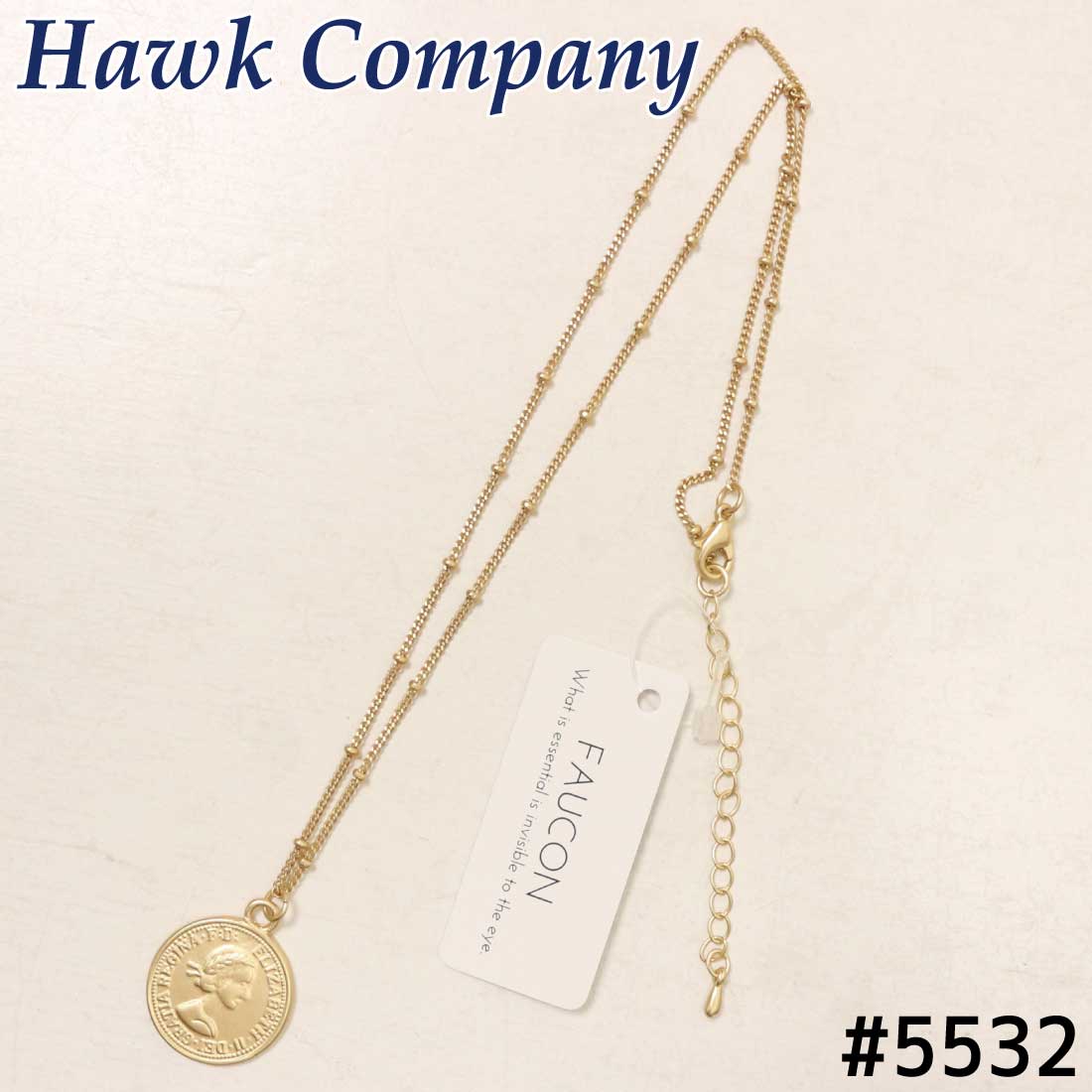 Rakuten - メール便発送 Hawk Company ホークカンパニー FAUCON ネックレス 5532 コイン チェーンネックレス メンズ レディース ユニセックス アクセサリー 小物