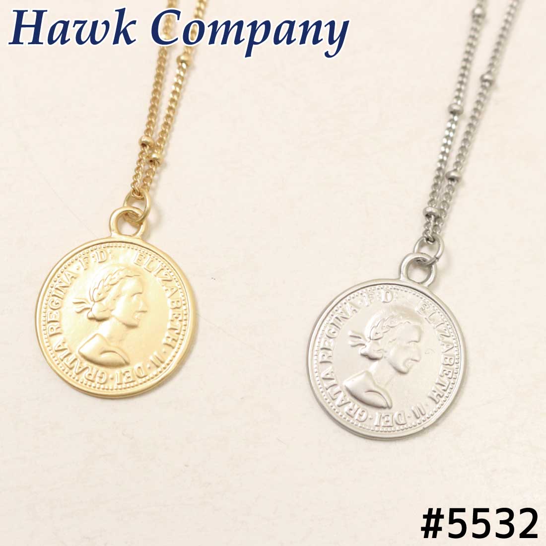 樂天商城 - メール便発送 Hawk Company ホークカンパニー FAUCON ネックレス 5532 コイン チェーンネックレス メンズ レディース ユニセックス アクセサリー 小物
