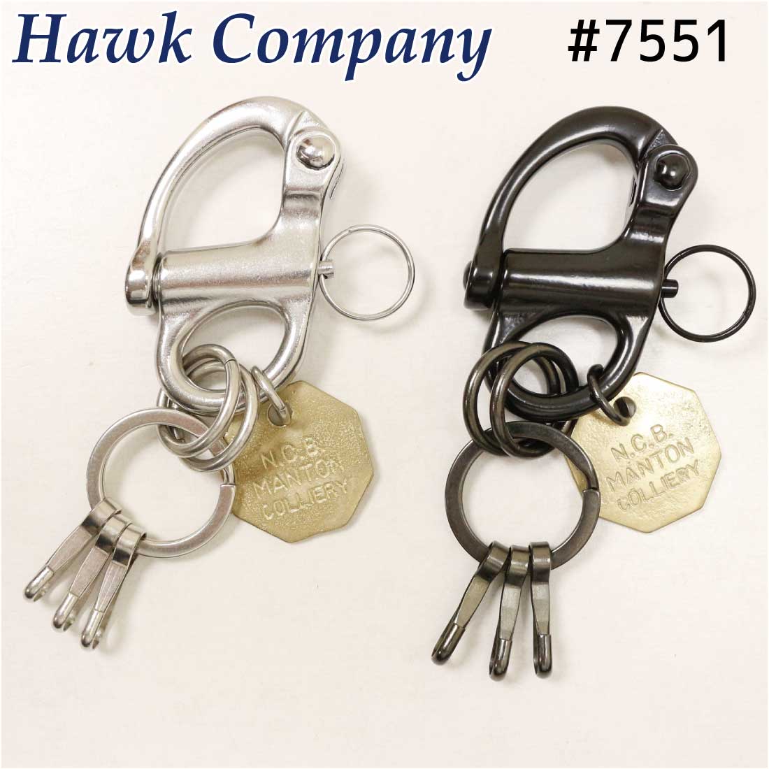 樂天商城 - メール便発送 Hawk Company ホークカンパニー キーホルダー 7551 キーチェーン カラビナ キーフック メンズ レディース ユニセックス