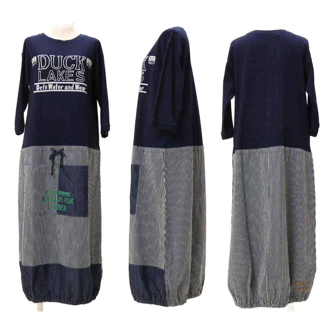 Lime ライム 7分袖 ワンピース 布帛切替 配色 25012307 ファッション レディース カジュアル プリント ロゴ