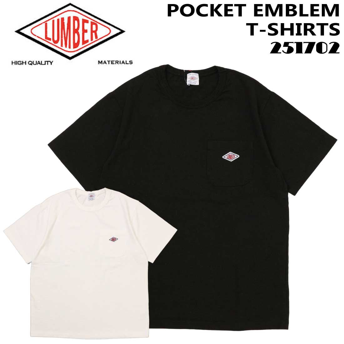 樂天商城 - メール便 発送 LUMBER ランバー 半袖 Tシャツ POCKET EMBLEM T-SHIRTS 胸ポケットTシャツ 251702 メンズ クルーネック カジュアル