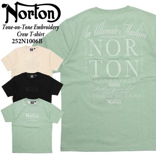 メール便 発送 Norton ノートン 服 半袖 Tシャツ 252N1006B 同色 刺繍 クルー Tシャツ 刺繍 プリント アメカジ バイカー メンズ メール便 発送 Norton ノートン 服 半袖 Tシャツ 252N1006B 同色 刺繍 クルー Tシャツ 刺繍 プリント アメカジ バイカー メンズ