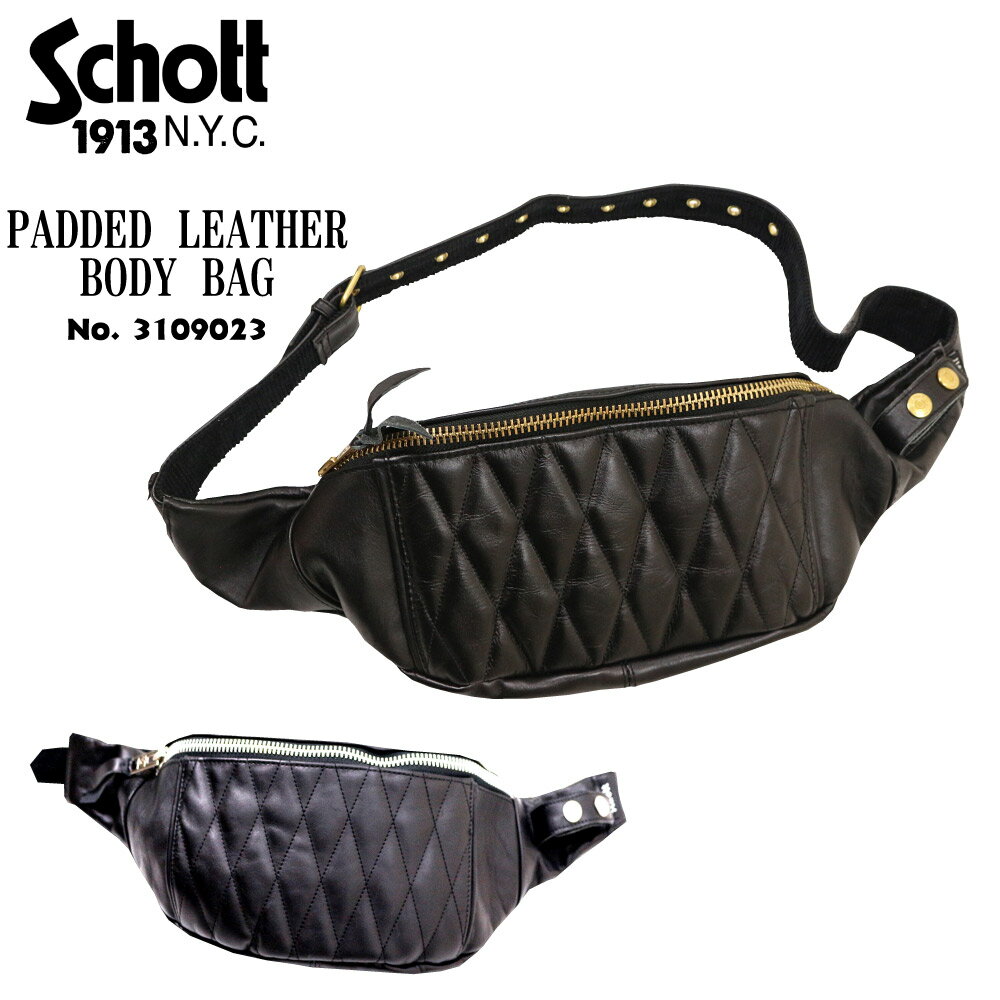 Schott ショット 3109023 PADDED LEATHER BODY BAG レザー 本革 カウハイド バイカー アメカジ メンズ