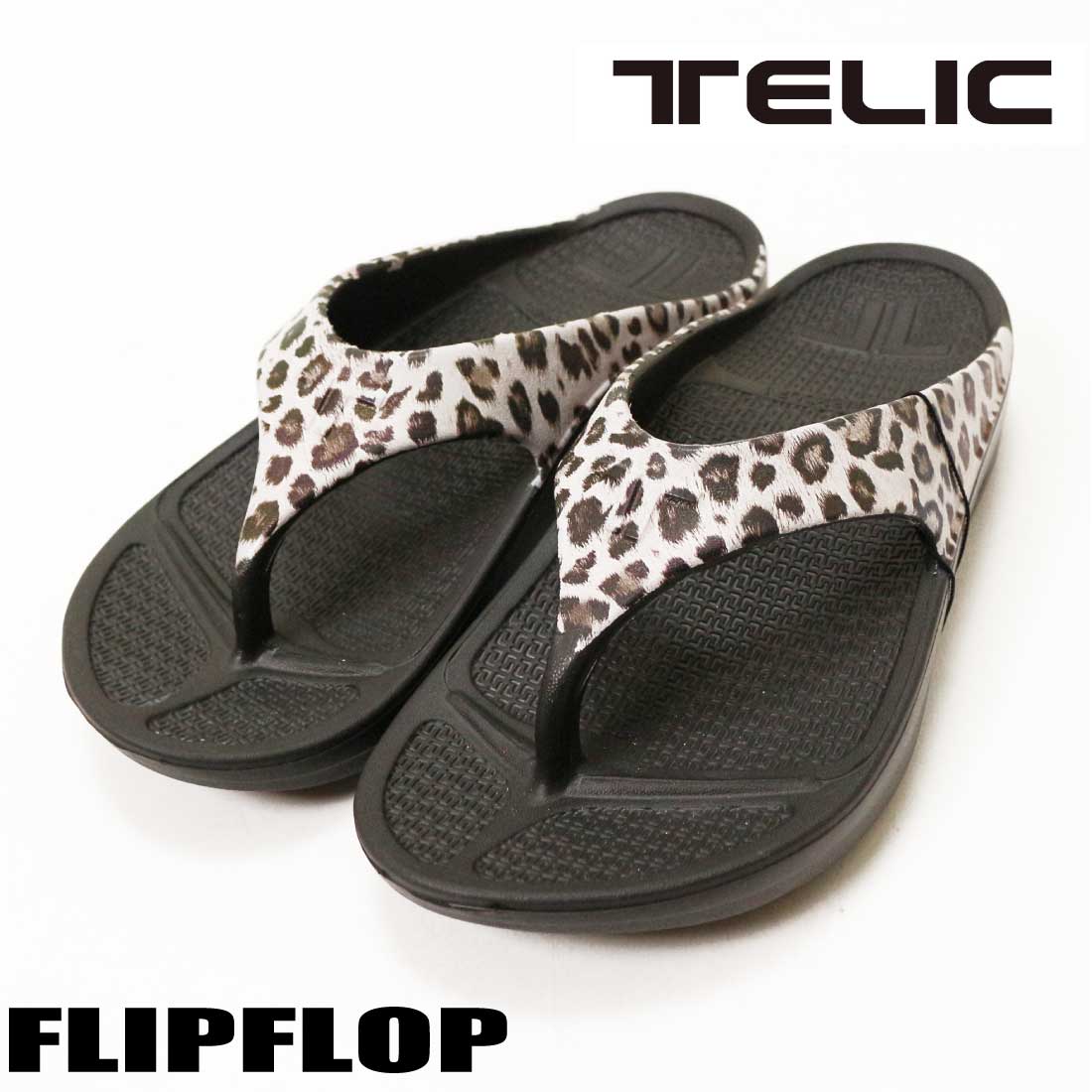 TELIC テリック サンダル リカバリーサンダル FLIPFLOP トングタイプ デイリーカジュアル スポーツ後 SILKYSOLE レオパード