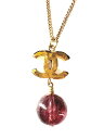【Aランク】★正規品 CHANELシャネル ネックレス ココマーク CC スイング ボールネックレス カラーストーン ゴールド パープル ネックレス 箱付(4)