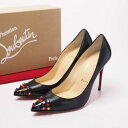 クリスチャンルブタン ■未使用品■ Christian Louboutin クリスチャンルブタン 《GEO PUMP》スタッズ パンプス サイズ37.5（23.0～23.5cm相当) キッドレザー パテントレザー ポインテッドトゥ ブラック 黒 靴 イタリア製 20210617/GH8597