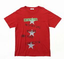 ■美品■VALENTINO ヴァレンティノ 《17AW》スター＆ジェイミー・リード プリント 半袖 Tシャツ カットソー メンズ サイズM レッド系 ダメージ加工 ヴァレンチノ ブランド古着【中古】20210701/GI0458