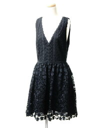 ■美品■alice + olivia アリス アンド オリビア 総レース ノースリーブ ワンピース ドレス サイズ4 ブラック 黒 ブランド古着 【中古】20220228/GK0157