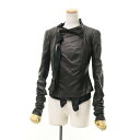 ■未使用品■《2020SS》Rick Owens リックオウエンス LOW NECK BIKER バイカー レザー ジャケット ライダース レディース サイズ38 「TECUATL」RUNWAY ブラック 黒 羊革 ラムレザー 20220707/GL1553