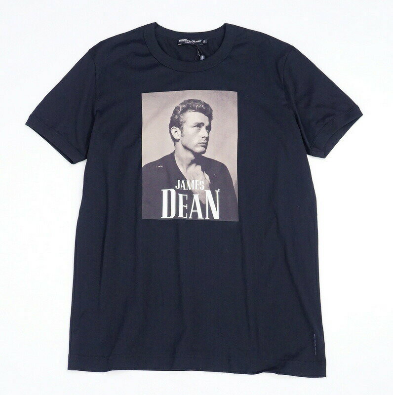 ドルチェ&ガッバーナ ■未使用品■DOLCE & GABBANA ドルチェアンドガッバーナ JAMES DEAN ジェームス ディーン 半袖 Tシャツ メンズ サイズ52 フォトプリント カットソー ブラック イタリア製 20221103/GM0387