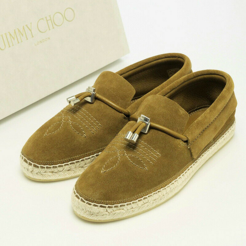 ■未使用品■Jimmy Choo ジミーチュウ VADO エスパドリーユ レザー フラットシューズ 靴 メンズ サイズ41（26cm相当）スペイン製 20230703/GN6939