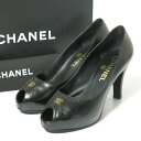 ■美品■CHANEL シャネル オープントゥ パンプス 靴 サイズ36C（23.0cm相当）07A G25724 プラットフォーム CC ココマーク ブラック イタリア製 ブランド古着【中古】20230830/GO1548