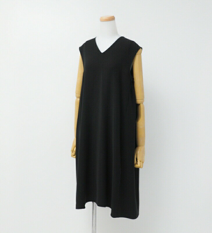 ■美品■YOKOCHAN ヨーコチャン ≪Back Gathered A-line Dress≫ ノースリーブ フレアワンピース サイズ38 膝丈 ブラック ブランド古着【中古】20230925/GO4031