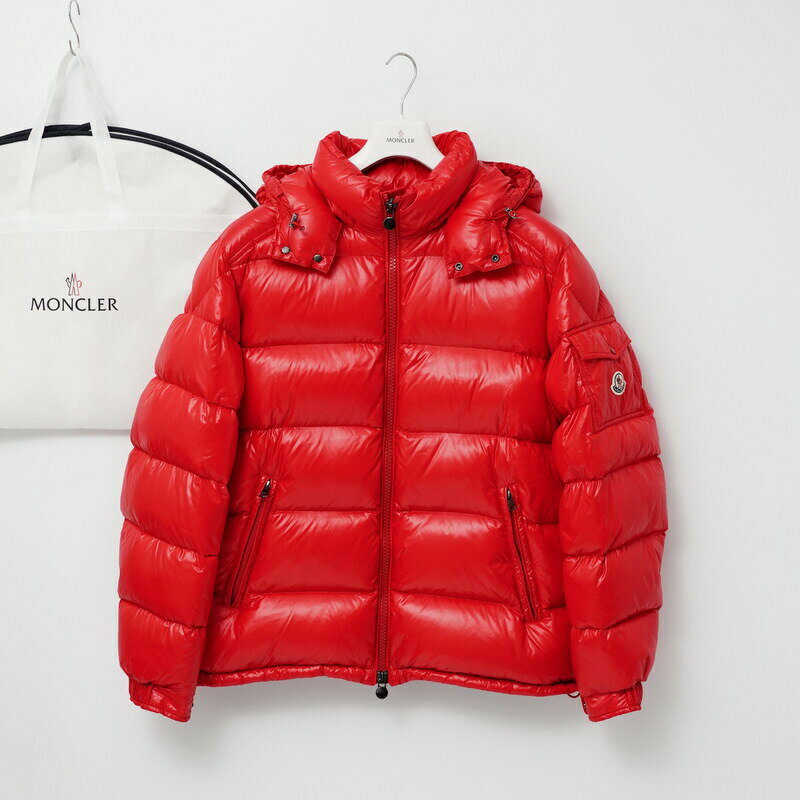 ■美品■MONCLER モンクレール 《MAYA マヤ》 ダウンジャケット アウター メンズ サイズ6 フード着脱可能 レッド ブランド古着【中古】20231123/GO8348