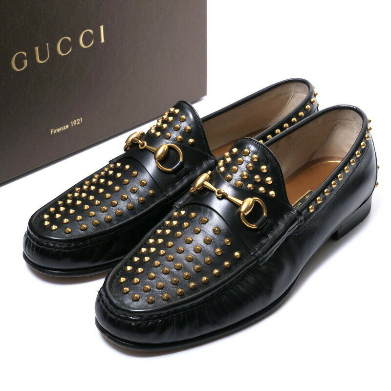 GUCCI グッチ ビットローファー 1953 60周年記念 スリッポン 靴 メンズ サイズ8.5（27.5cm相当）レザー ホースビット スタッズ ブラック イタリア製 ブランド古着【中古】20231129/GO8419