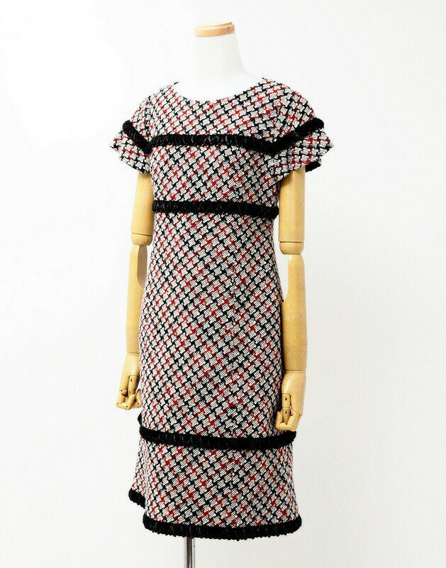 ルネ　ワンピース　ノースリーブ　ツイード　TISSUE社製 ルネワンピースノースリーブツイードTISSUE社製