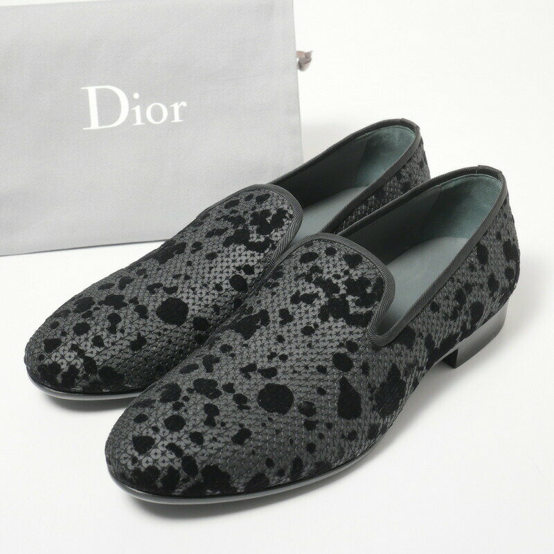 ディオール プレゼント メンズ（30000円程度） ■未使用品■DIOR HOMME ディオール オム スリッポン オペラパンプス シューズ メンズ サイズ41（26.5cm相当）スパンコール フロッキープリント 靴 イタリア製 20240110/GP1117