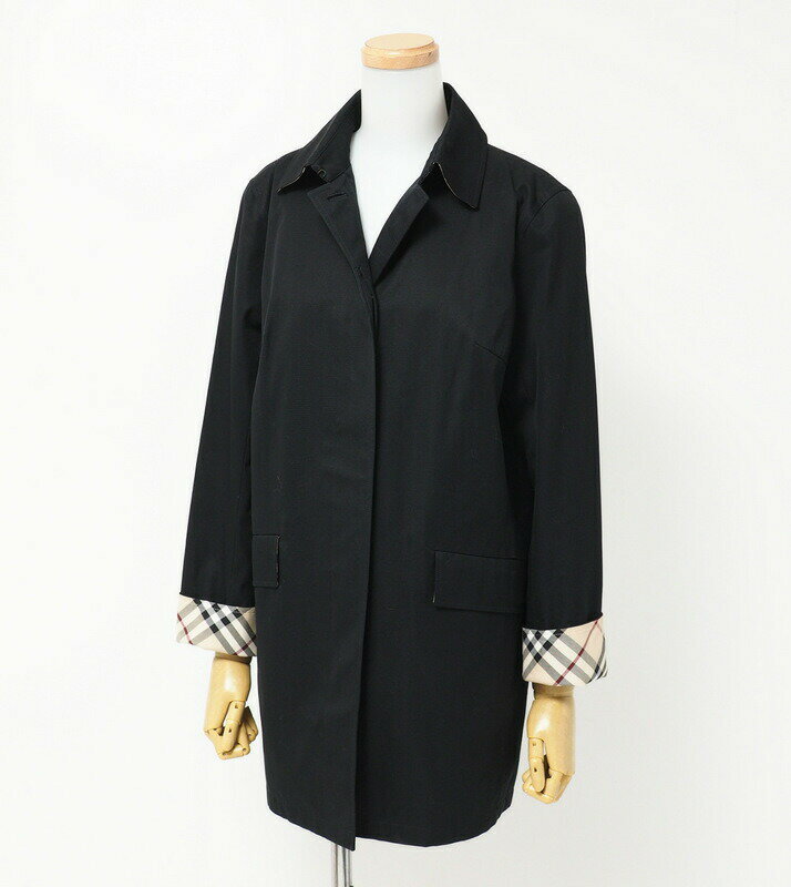 ■美品■BURBERRY LONDON バーバリー ロンドン ステンカラーコート レディース サイズ38 ブラック ブランド古着【中古】20240311/GP5091