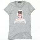 DOLCE & GABBANA ドルチェアンドガッバーナ DAVID BOWIE デヴィッドボウイ 半袖 Tシャツ カットソー レディース サイズ38 コットン フォトプリント グレー イタリア製 ブランド古着20240229/GP3511