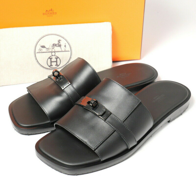 【SALE】■極美品■HERMES エルメス GABRIEL ガブリエル サンダル メンズ サイズ40（25.5cm相当）ブラック ブランド古着【中古】20240325/GP5672