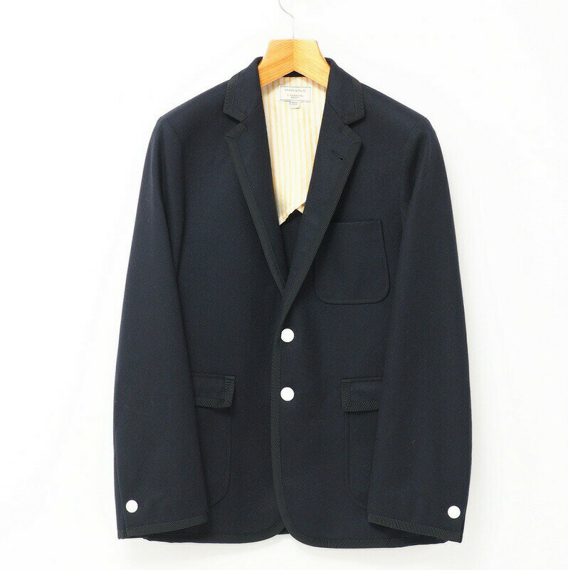 ■美品■MAISON KITSUNE メゾンキツネ 2B テーラードジャケット ブレザー サイズ44 FOX BROTHERS生地 裏地ストライプ ネイビー ブランド古着【中古】20240328/GP5491
