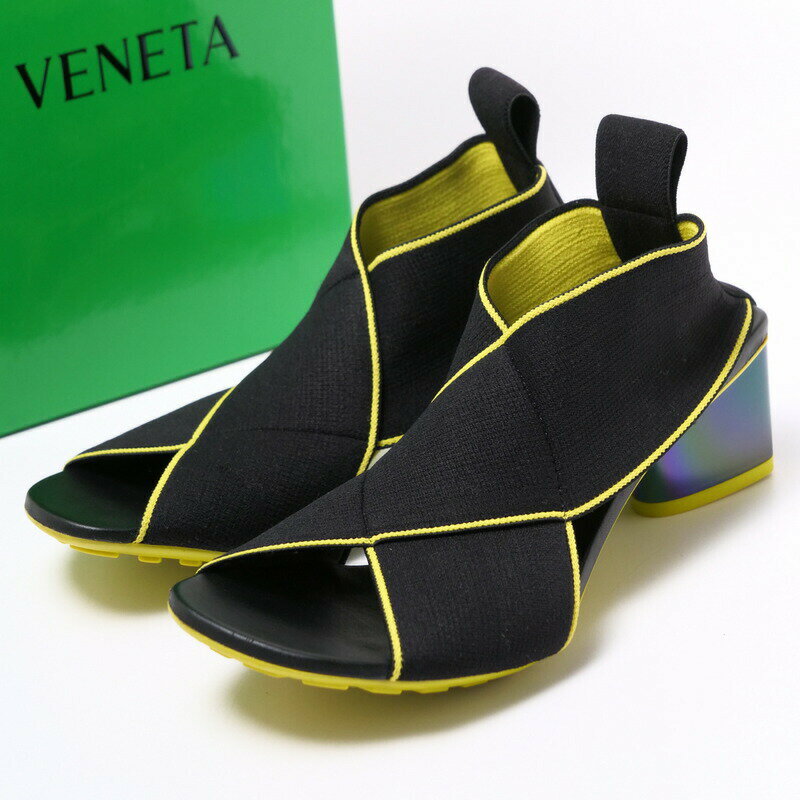 【SALE】BOTTEGA VENETA ボッテガヴェネタ フレックス サンダル 靴 サイズ36（23.5cm相当）ストレッチ ブラック/イエロー イタリア製 ブランド古着【中古】20240331/GP6171