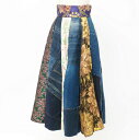 ■美品■DOLCE&GABBANA ドルチェアンドガッバーナ スカート サイズ38 ロング パッチワークデニム ジャガード 切替 イタリア製 ブランド古着【中古...