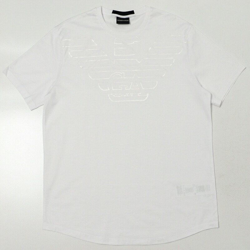 ■美品■EMPORIO ARMANI エンポリオアルマーニ 半袖 クルーネック Tシャツ カットソー メンズ サイズ3XL コットン ロゴ ホワイト ブランド古着【中古】20240402/GP5854