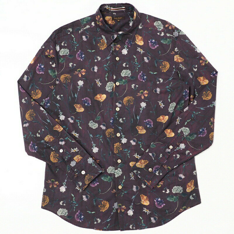 ■美品■Paul Smith COLLECTION ポールスミス コレクション 長袖 シャツ メンズ サイズM コットン 花柄 ダークレッド ブランド古着【中古】20240402/GP5906