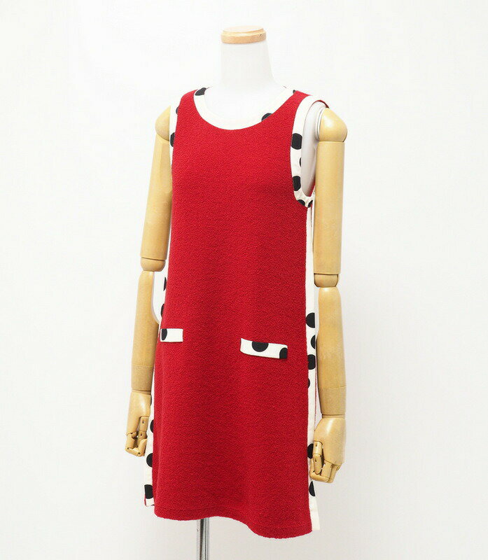 【プライスダウン】■未使用品■MOSCHINO モスキーノ ワンピース サイズ38 ドット トリミング ノースリーブ イタリア製 20240131/GP2682