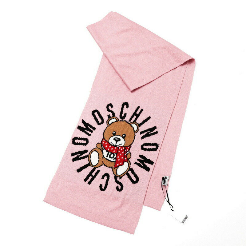 ■極美品■MOSCHINO モスキーノ マフラー《30cm×160cm》30673 M2333 テディベア ピンク ブランド古着【中古】20231128/GO8314
