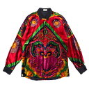 Gianni Versace ジャンニ・ヴェルサーチ ヴィンテージ 長袖シャツ サイズ46 ベルベット マルチカラー イタリア製 ブランド古着【中古】20241...