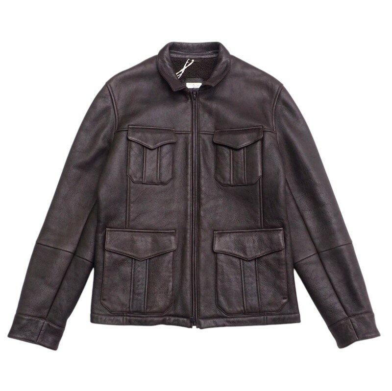 Brunello Cucinelli ブルネロクチネリ ジャケット サイズM ムートンジャケット ジップアップジャケット アウター 羊革 ダークブラウン イタリア製 ブランド古着【中古】20241213/RA2512