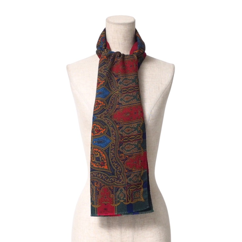 ■美品■ETRO エトロ ストール ショール ペイズリ ウール シルク イタリア製 ブランド古着【中古】20250114/RA2117