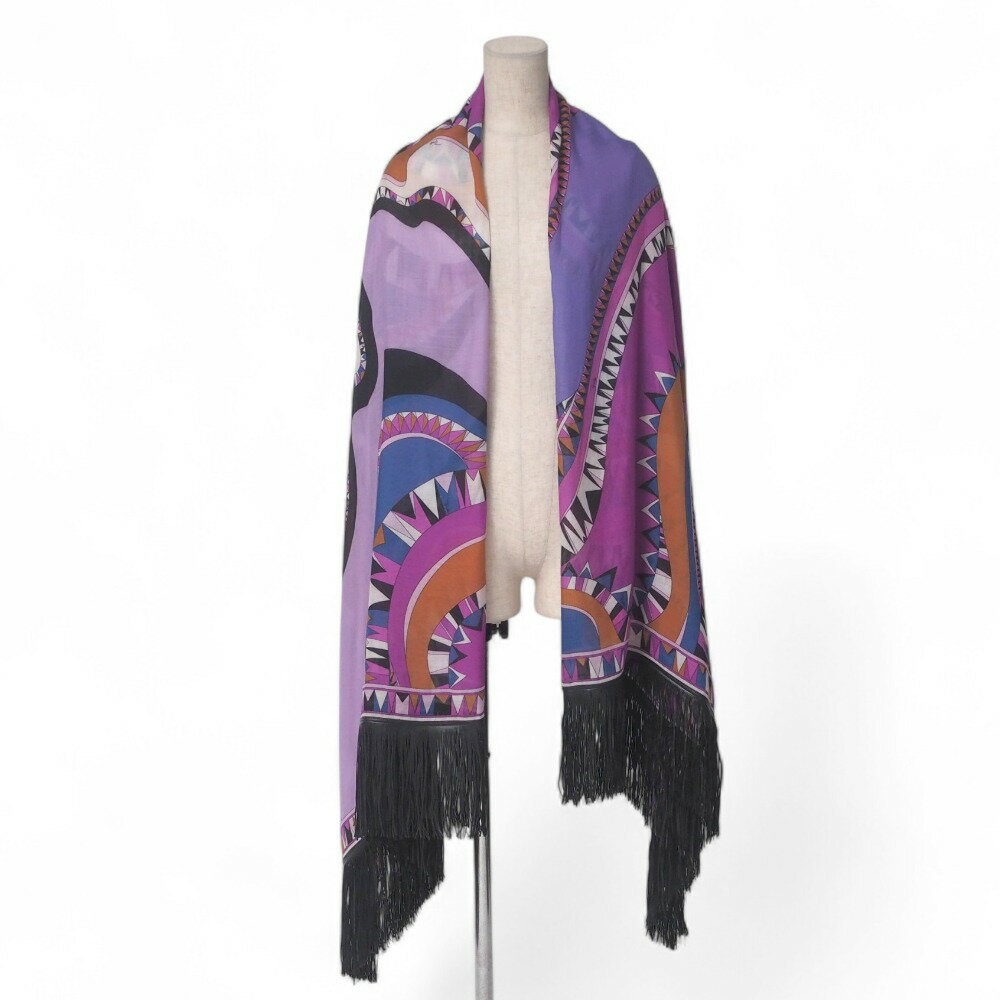 Emilio Pucci エミリオ・プッチ ショール 大判 ストール プッチ柄 イタリア製 ブランド古着【中古】20250418/RA3591