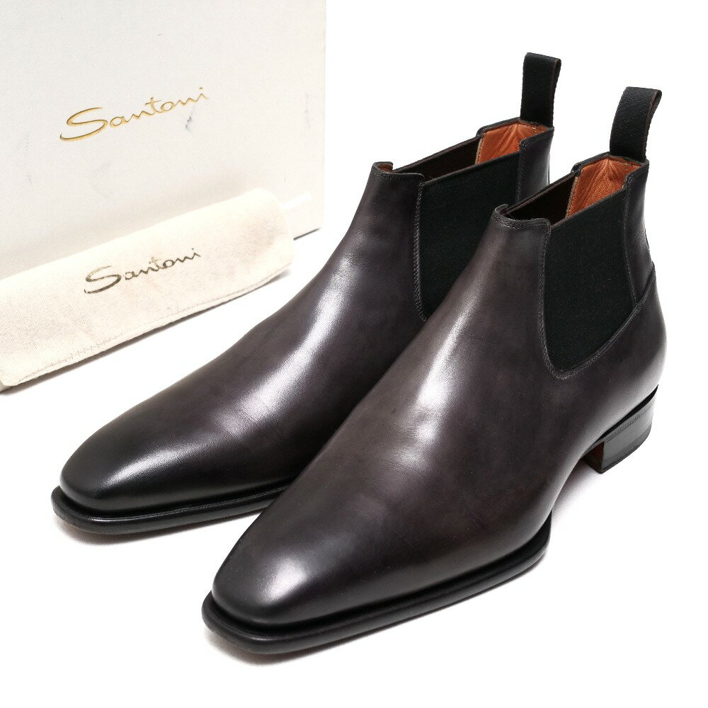 Santoni サントーニ ブーツ サイズ7 1/2 サイドゴア ブーツ レザー アンクル 靴 イタリア製 ブランド古着【中古】20250512/RA4797