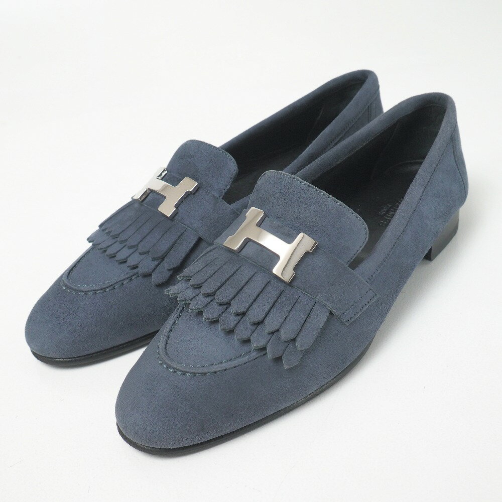 HERMES エルメス ロワイヤル ドレスシューズ サイズ37 Hバックル フリンジ モカシン スエード ローファー 靴 ブランド古着【中古】20250930/RA6133のサムネイル