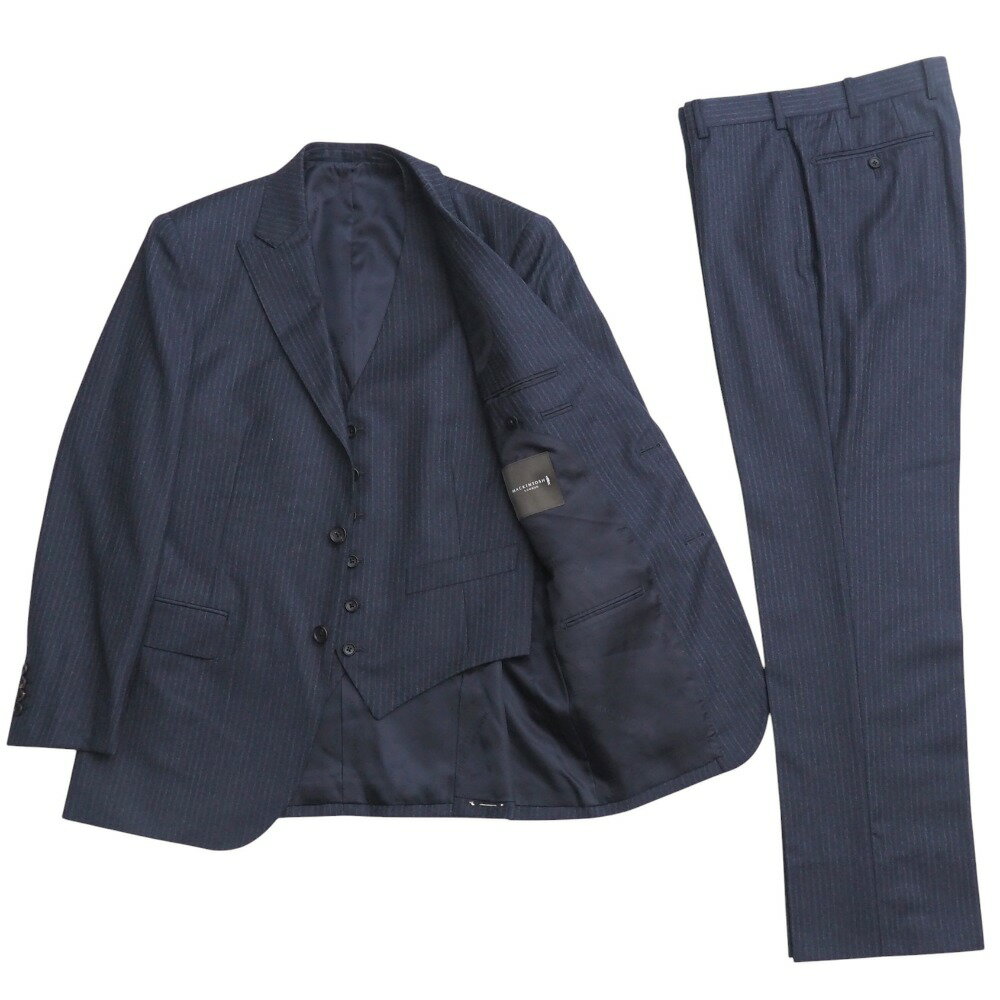 【セール】■美品■Mackintosh マッキントッシュ スーツ サイズA5 スリーピース ストライプ テーラード ジャケット ブレザー ベスト ジレ ストレート スラックス パンツ ブランド古着【中古】RA6175