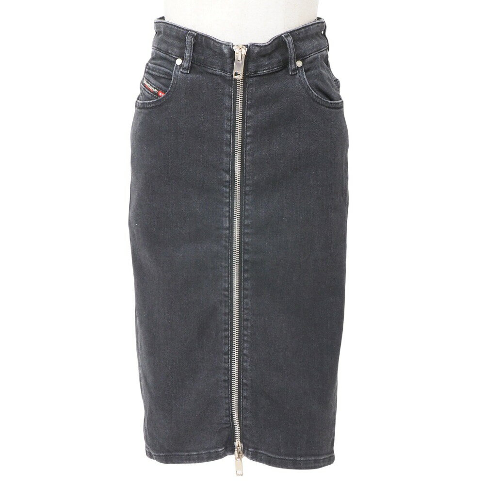DIESEL ディーゼル スカート サイズ24 ジップアップ デニム ペンシルスカート タイト ひざ丈 ブランド古着【中古】20251011/RA6297