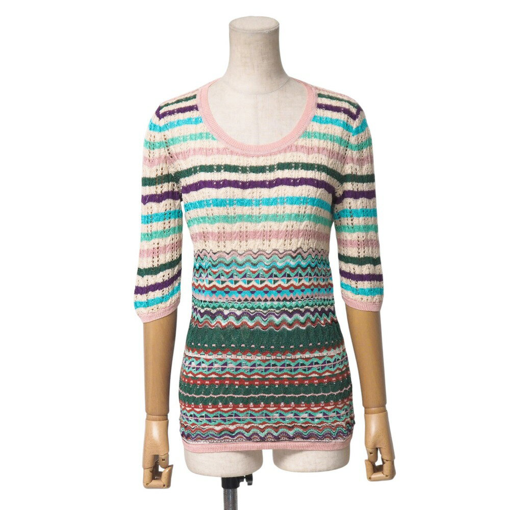 Missoni ミッソーニ ヴィンテージ ニット サイズ46 半袖 ニット セーター イタリア製 ブランド古着【中古】20251021/RA6404
