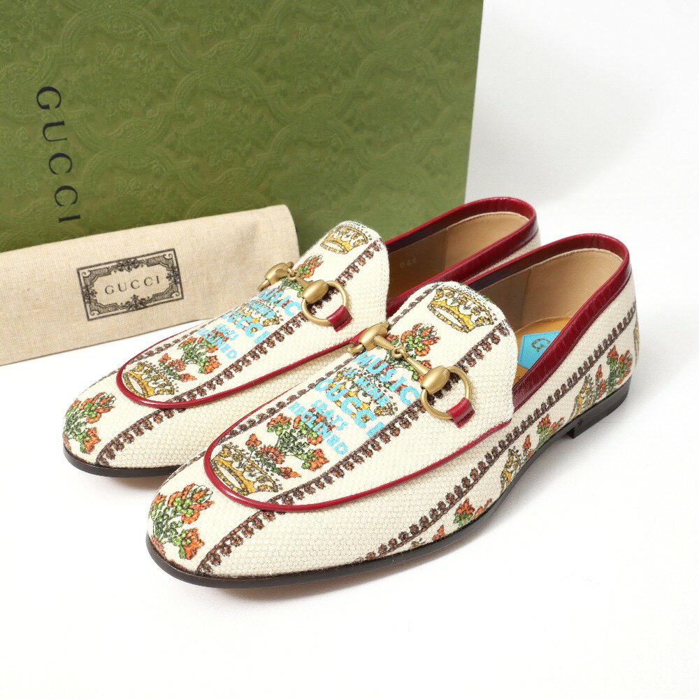 ■美品■GUCCI グッチ MUSIC IS MINE スリッポン サイズ7 100周年 ホースビット ジャガード レザー 靴 ブ..
