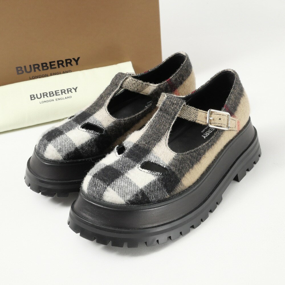 樂天商城 - BURBERRY バーバリー MARY JANE WITH CHECK ローファー サイズ36 チェック 厚底 プラットフォーム ストラップ イタリア製 ブランド古着【中古】20260430/RA9161