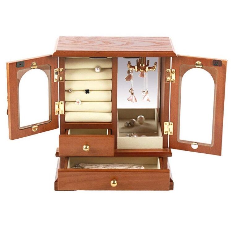 ジュエリーボックス アクセサリー チェスト ケース 小物入れ 収納 宝石箱 収納箱 ネックレス 指輪 アンティーク調 Anberotta AT25 (ブラウン)