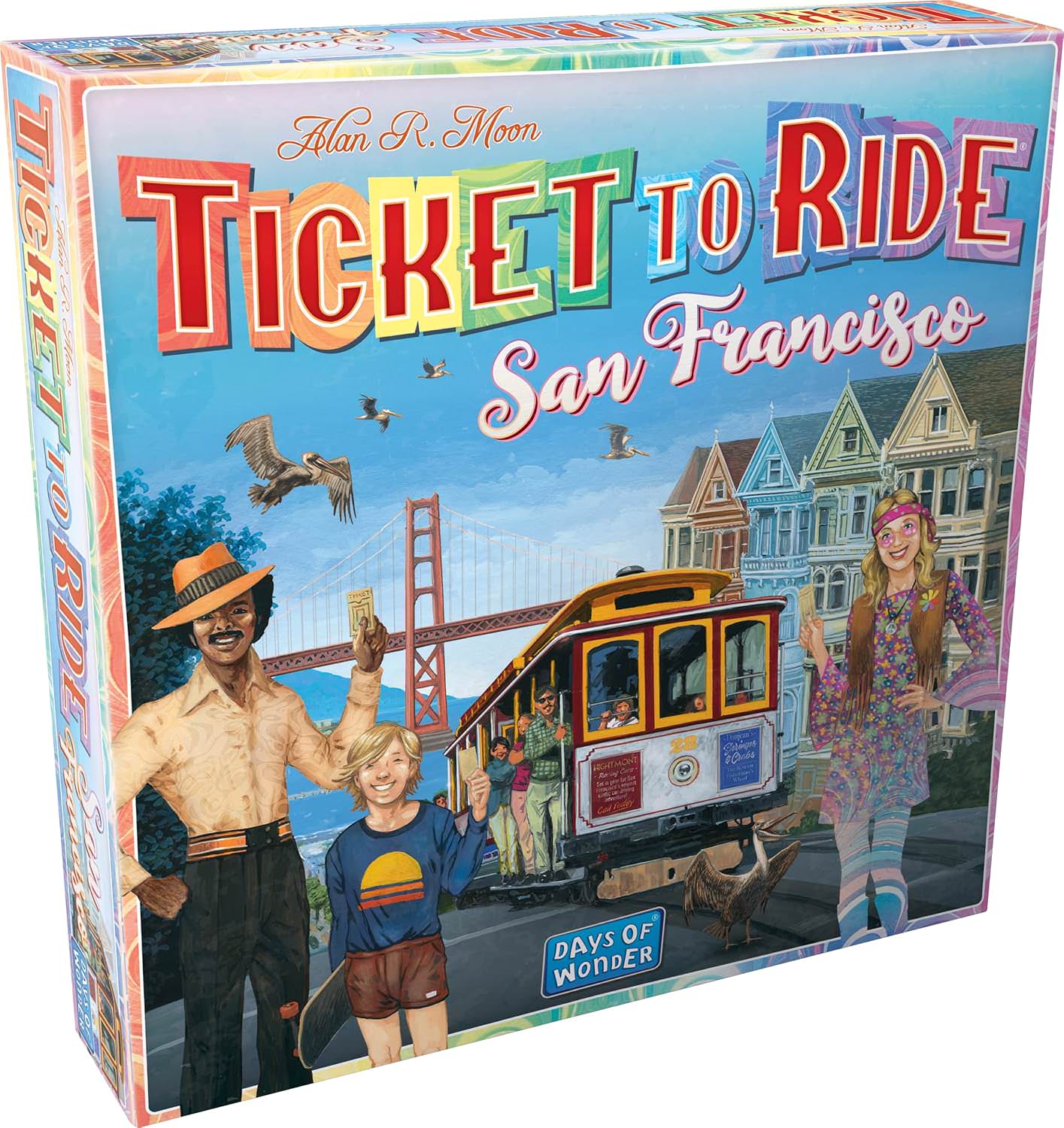 ボードゲーム Ticket to Ride San Francisco チケット トゥ ライド サンフランシスコ Alan R Moon 短時間 十五分 美しい カラフル デザイン ケーブルカー 観光名所 巡る 西海岸 交通網 ルートカード 集める お土産 トークン 英語版 日本語説明書なし
