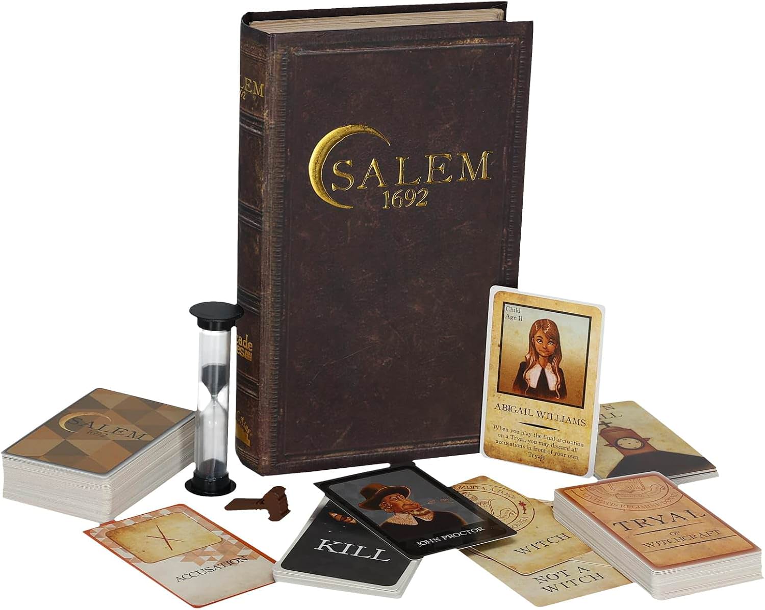 ボードゲーム Salem 1692 Facade Games 歴史的魔女裁判心理戦カードゲームソーシャルディダクション駆け引き村人魔女役割推理協力対決4人以上対応外観古書風磁石閉じ式デラックス版ルール多言語対応 英語版 日本語説明書なし