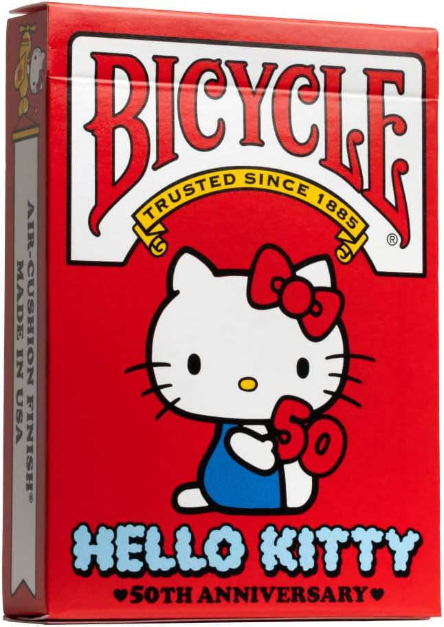 トランプカード ハローキティ Hello Kitty Playing Cards Bicycle 50周年 Anniversary サンリオキャラクター ポーカーサイズ 56枚 記念品 コレクター プレミアムカードストック エアークッションフィニッシュ加工 英語版 日本語説明書なし