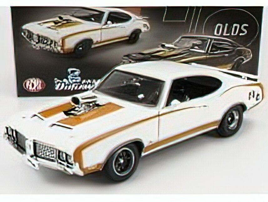 OLDSMOBILE - 442 HURST COUPE DRUG OUTLAW DRAGSTER 1972 - WHITE YELLOW /ACME 1/18 ミニカー