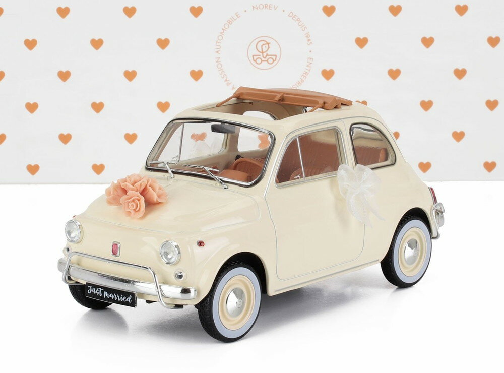 IMPREZA - FIAT 500L WITH WEDDING GIFT 1968 アイボリー/ Norev 1/18 ミニカー